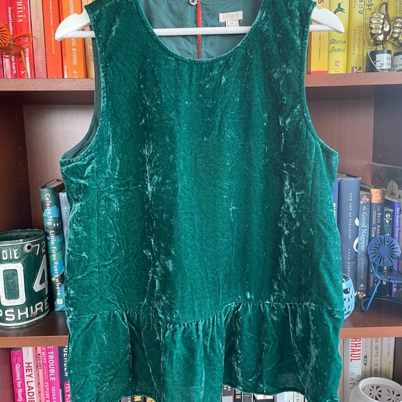 J. Crew Crushed Velvet Peplum Tank Top 10 - Picture 1 of 3